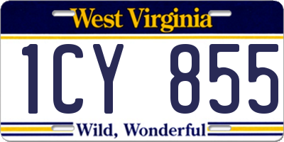 WV license plate 1CY855