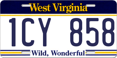 WV license plate 1CY858