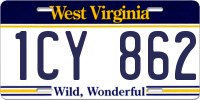 WV license plate 1CY862