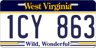 WV license plate 1CY863