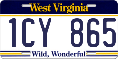 WV license plate 1CY865