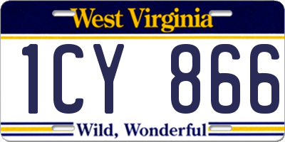 WV license plate 1CY866