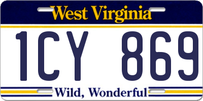 WV license plate 1CY869
