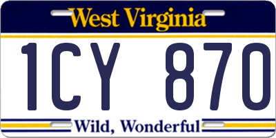 WV license plate 1CY870