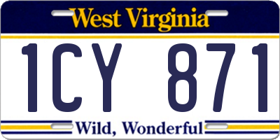 WV license plate 1CY871