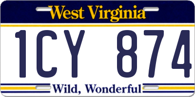 WV license plate 1CY874