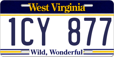 WV license plate 1CY877