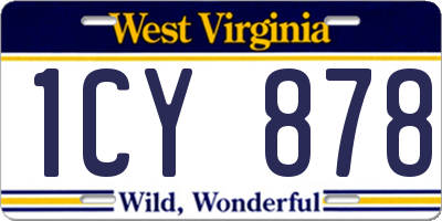 WV license plate 1CY878