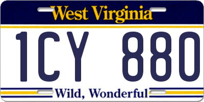 WV license plate 1CY880