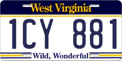 WV license plate 1CY881