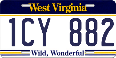 WV license plate 1CY882