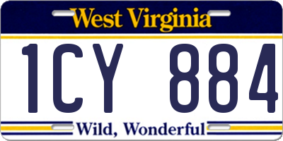 WV license plate 1CY884