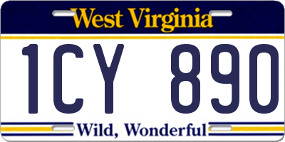 WV license plate 1CY890