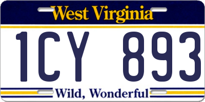 WV license plate 1CY893