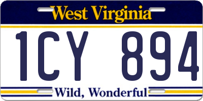 WV license plate 1CY894