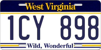 WV license plate 1CY898