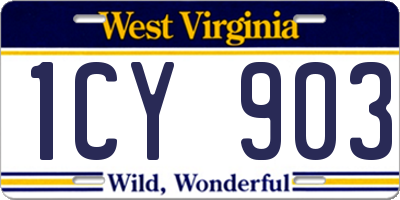 WV license plate 1CY903