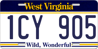WV license plate 1CY905