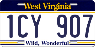 WV license plate 1CY907