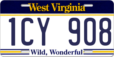 WV license plate 1CY908
