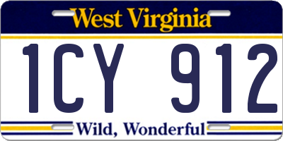 WV license plate 1CY912