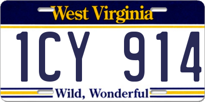 WV license plate 1CY914