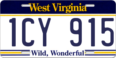 WV license plate 1CY915