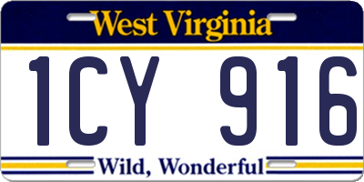 WV license plate 1CY916