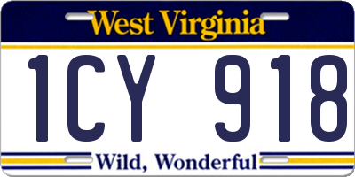 WV license plate 1CY918