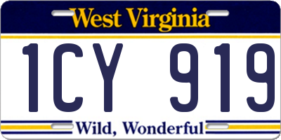 WV license plate 1CY919