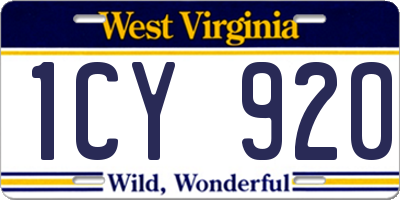 WV license plate 1CY920