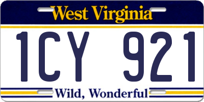 WV license plate 1CY921