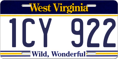 WV license plate 1CY922
