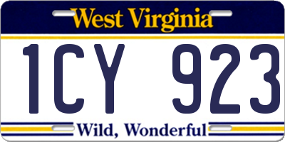 WV license plate 1CY923