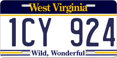 WV license plate 1CY924