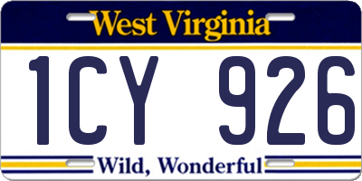 WV license plate 1CY926