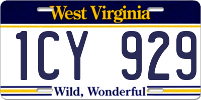 WV license plate 1CY929