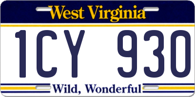 WV license plate 1CY930