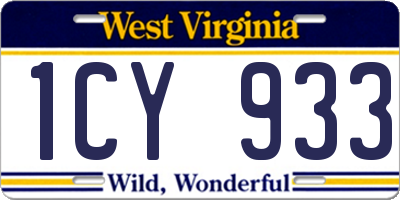WV license plate 1CY933