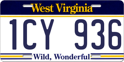 WV license plate 1CY936