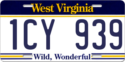 WV license plate 1CY939