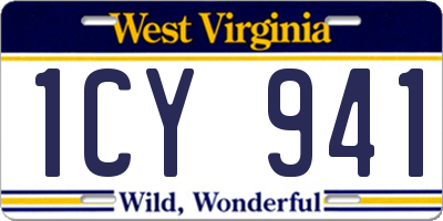 WV license plate 1CY941