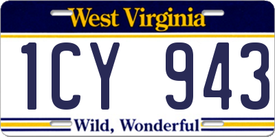 WV license plate 1CY943