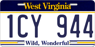 WV license plate 1CY944