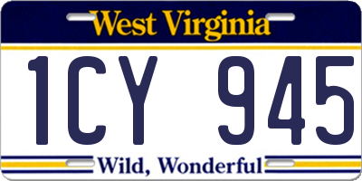 WV license plate 1CY945