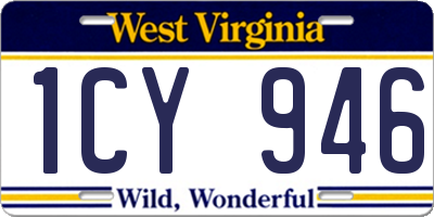 WV license plate 1CY946