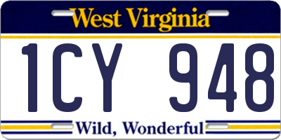 WV license plate 1CY948