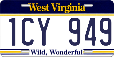 WV license plate 1CY949