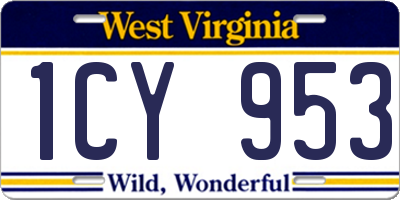 WV license plate 1CY953