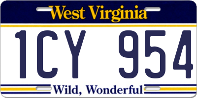 WV license plate 1CY954